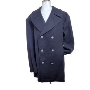 U.S. Navy Overcoat Enlisted Wool Men’s 44R Vintage Military Coat Pewter Buttons